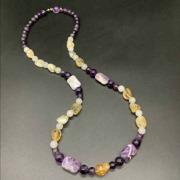๐ฅ Amethyst & Citrine Handmade Bead Boho Necklace - Picture 8 of 11